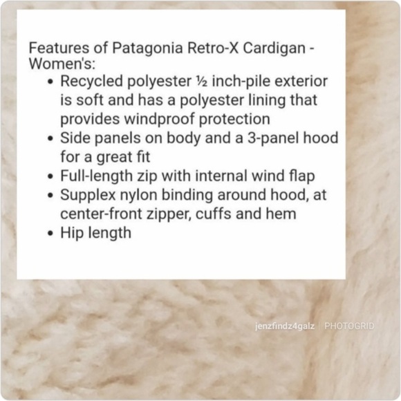 RARE Patagonia XS Retro X Cardigan High Pile Fleece Hooded Jacket ivory 0529 - Picture 3 of 12